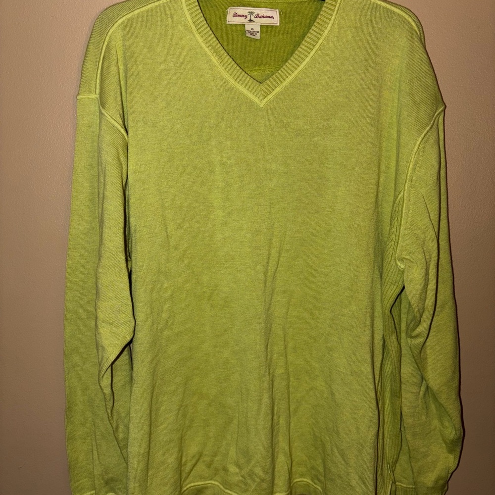 Tommy Bahama Lime Green V-Neck Sweater
